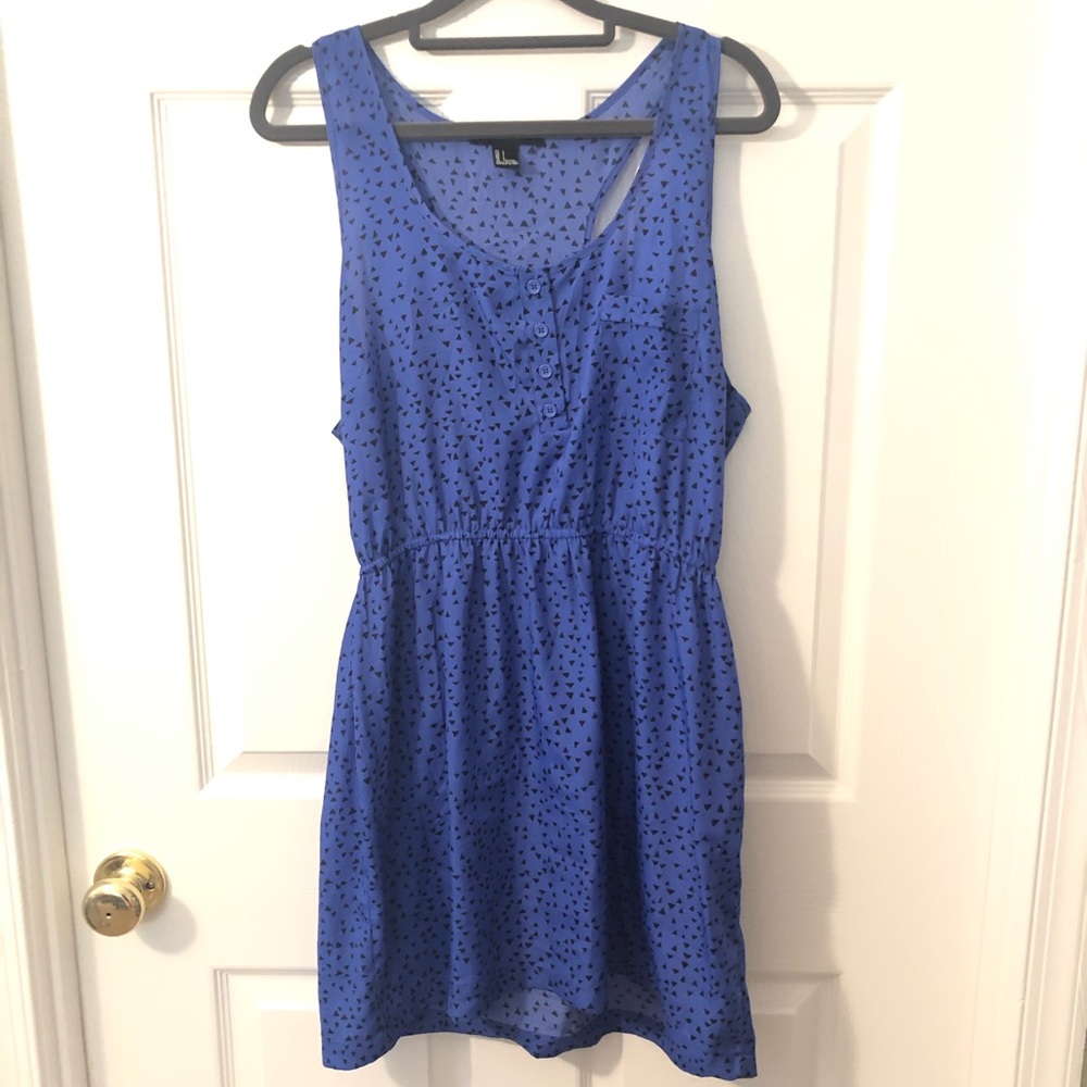 Forever 21 Geometric Blue and Black Skater Dress